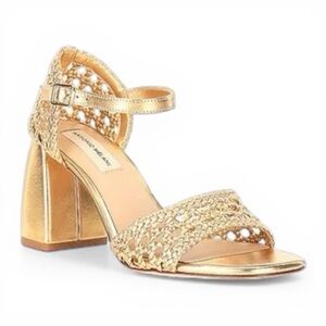 Antonio Melani Sandals Women Gold Size 9 Block Heel Ankle Strap NWT